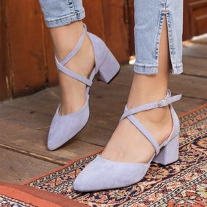 Lilac Velvet Women's Low Heel Shoes